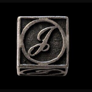 Michael Anthony Vintage Letter J 925 Sterling Silver Block Cube Bracelet Charm